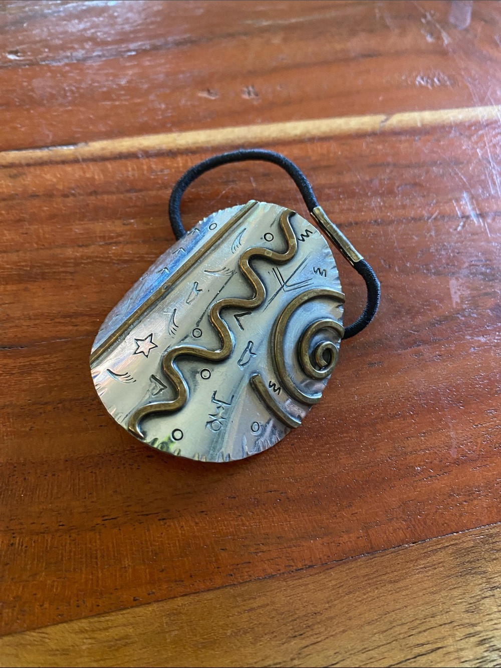 Marcia Q Miller metal hair tie cover Abstract mixed metal southwestern modernist
